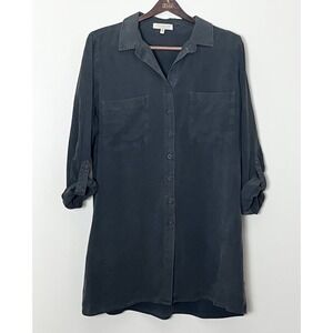 Side Stitch Shirt Dress Large Gray Roll Tab Dark Romantic‎ Date Night Witchy